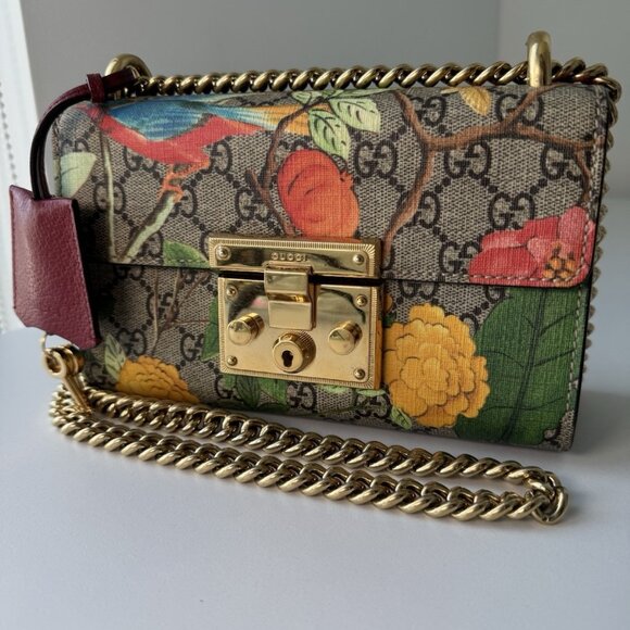 Gucci Padlock Shoulder Bag Tian Print GG Coated Canvas Small - Picture 1 of 16